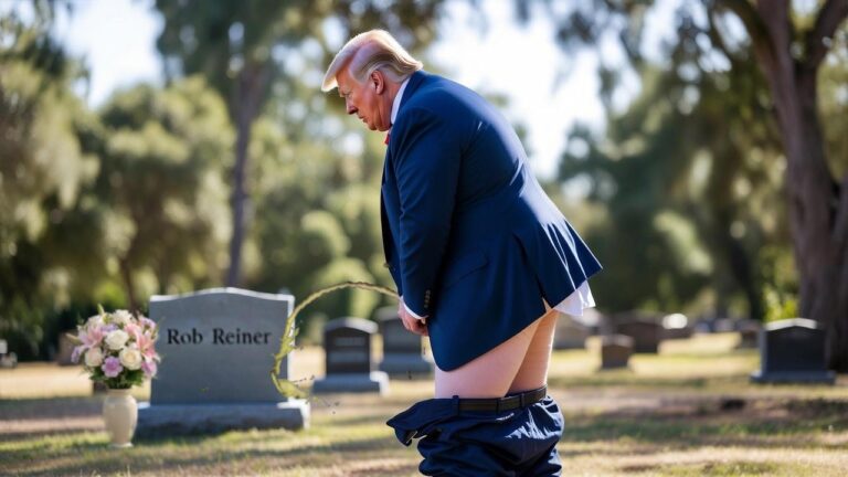 Trump piss carl reiner grave